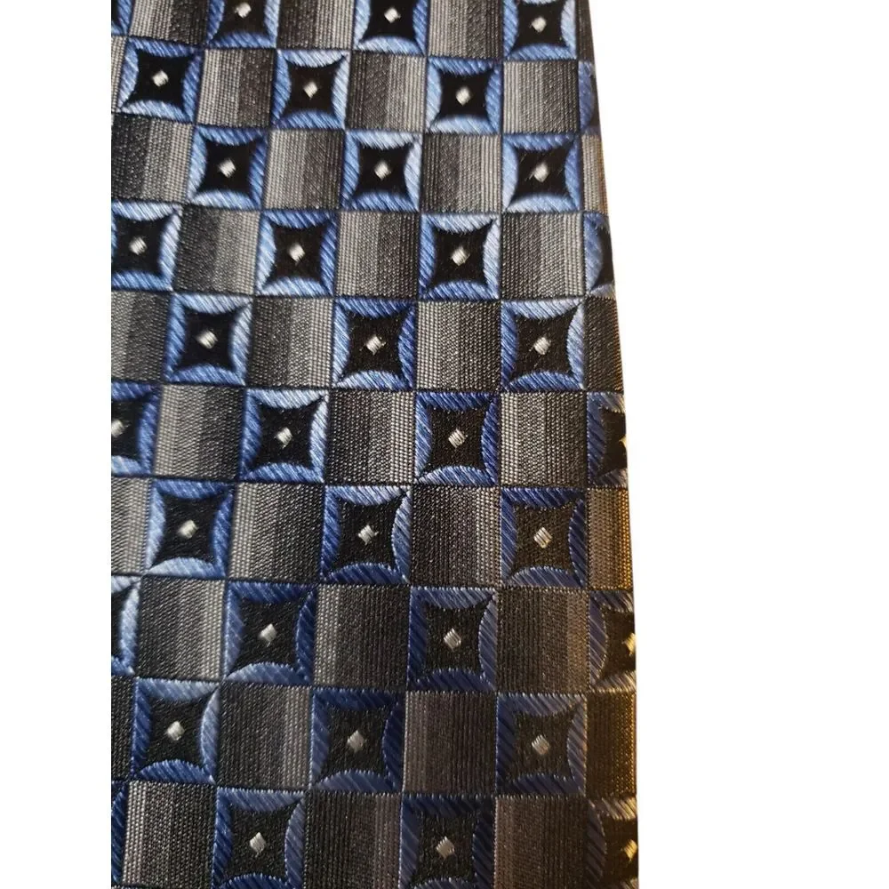 Joseph & Feiss Mens‎ Tie Necktie Designer Luxury Silver Blue Black Geometric